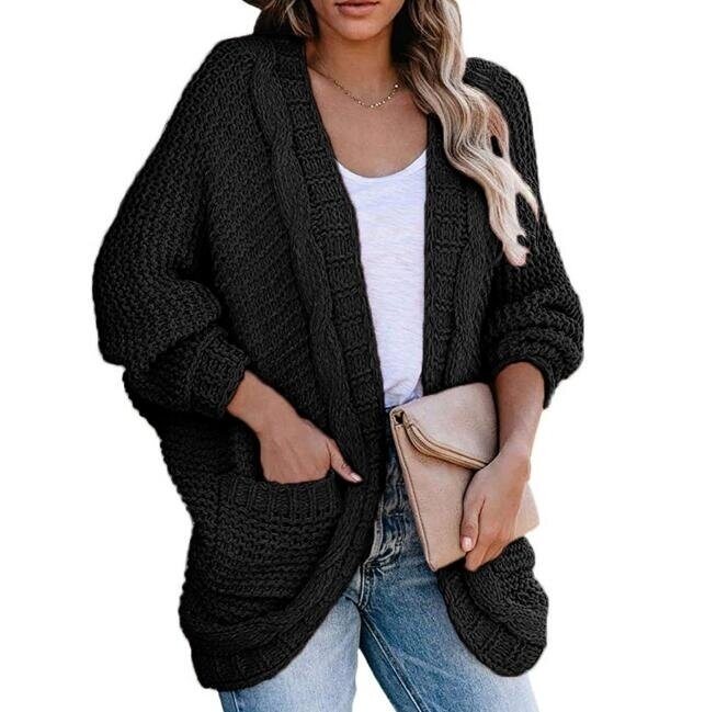 Twisted Rope Bat Sleeve Sweater Cardigan