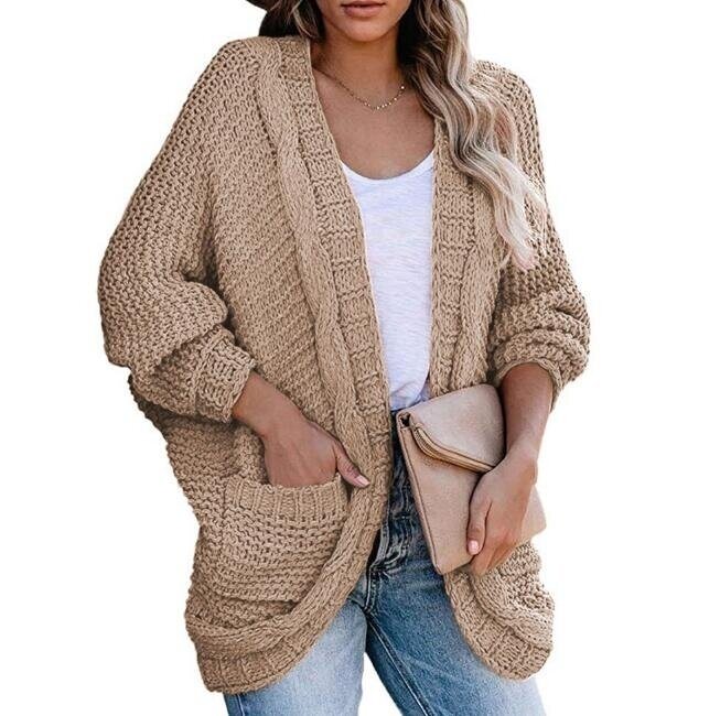 Twisted Rope Bat Sleeve Sweater Cardigan