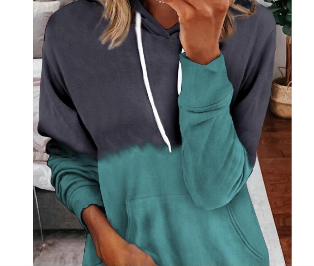 Gradient Hooded Loose Casual Long Sleeve Sweatshirt