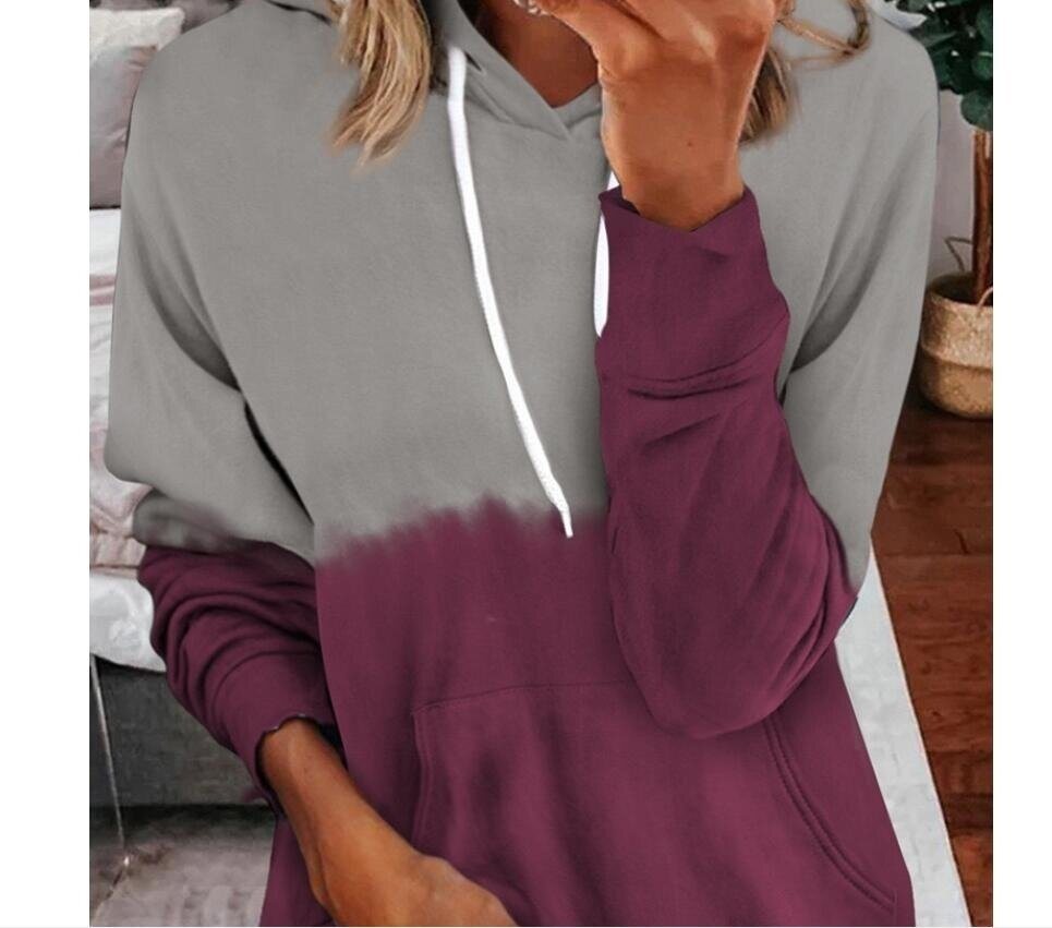 Gradient Hooded Loose Casual Long Sleeve Sweatshirt