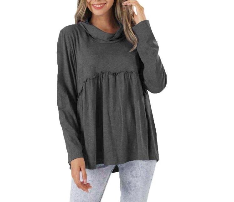 High Neck Long Sleeve Tunics Sweatshirt