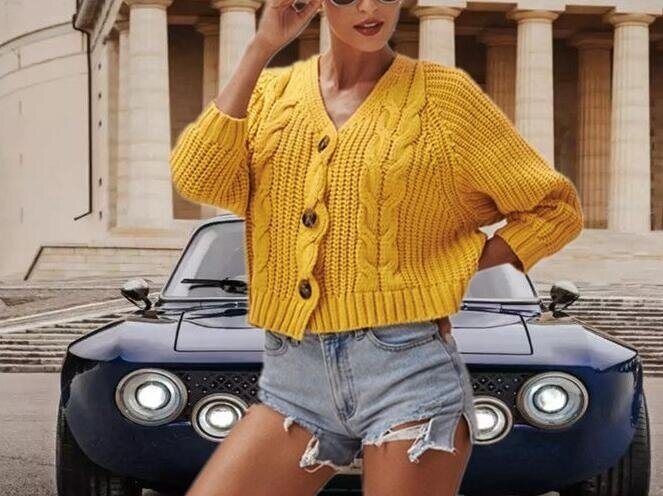 Knitted Open Front Button Sweater Cardigans