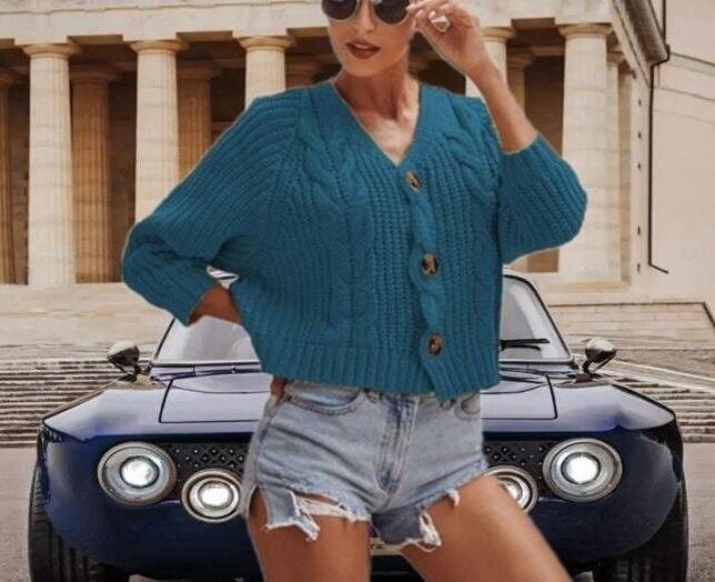 Knitted Open Front Button Sweater Cardigans