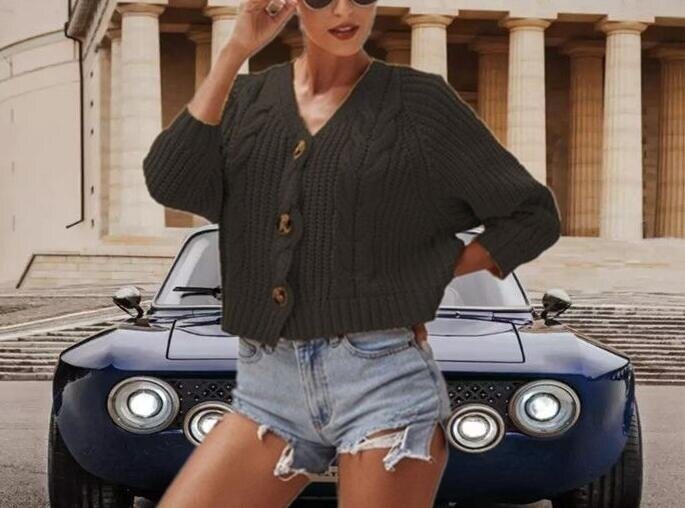 Knitted Open Front Button Sweater Cardigans