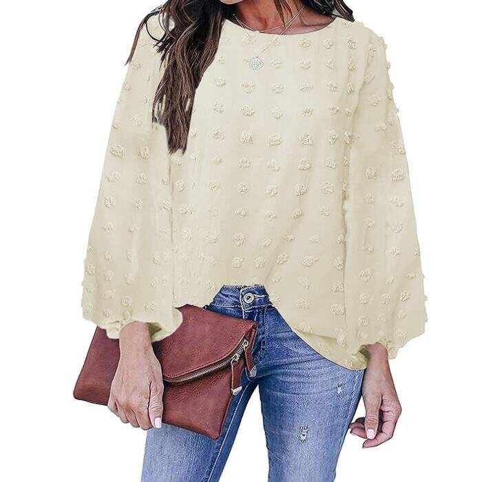 Round Neck Jacquard Ball Long Sleeve Shirt