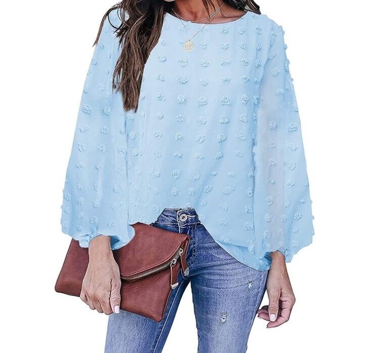 Round Neck Jacquard Ball Long Sleeve Shirt