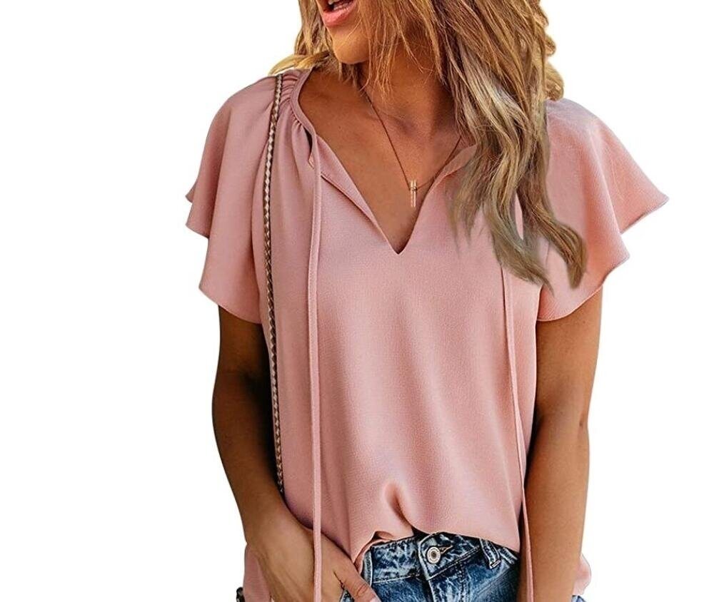 V-neck Short-Sleeved Shirt Loose Top