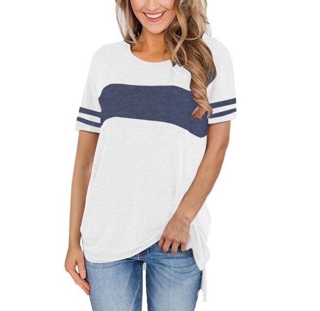 Short Sleeve Striped Color Block T Shirts