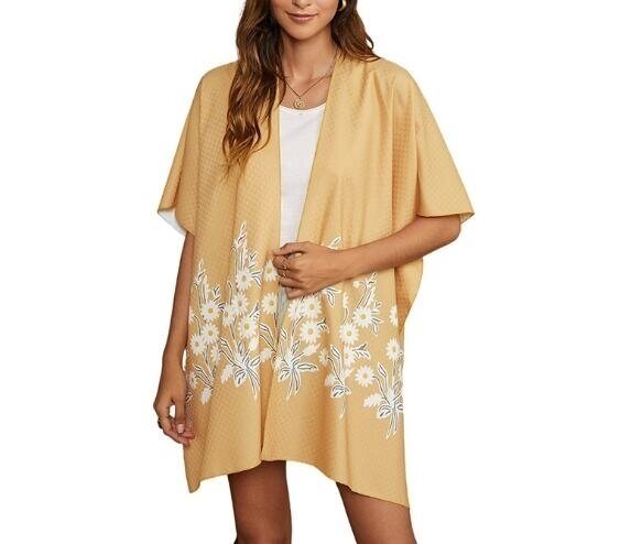 Embroidered Short Sleeved Swimsuit Cover Up