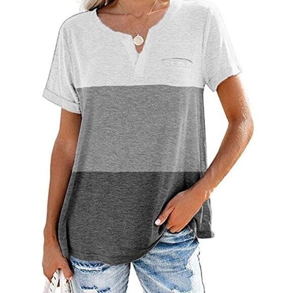 V Neck Color Block T-Shirt