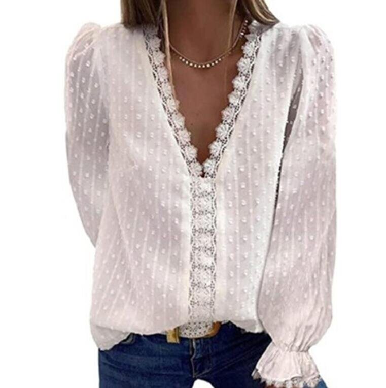 Chiffon Lace Crochet Shirt Blouses