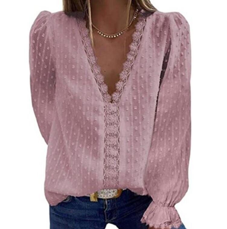 Chiffon Lace Crochet Shirt Blouses