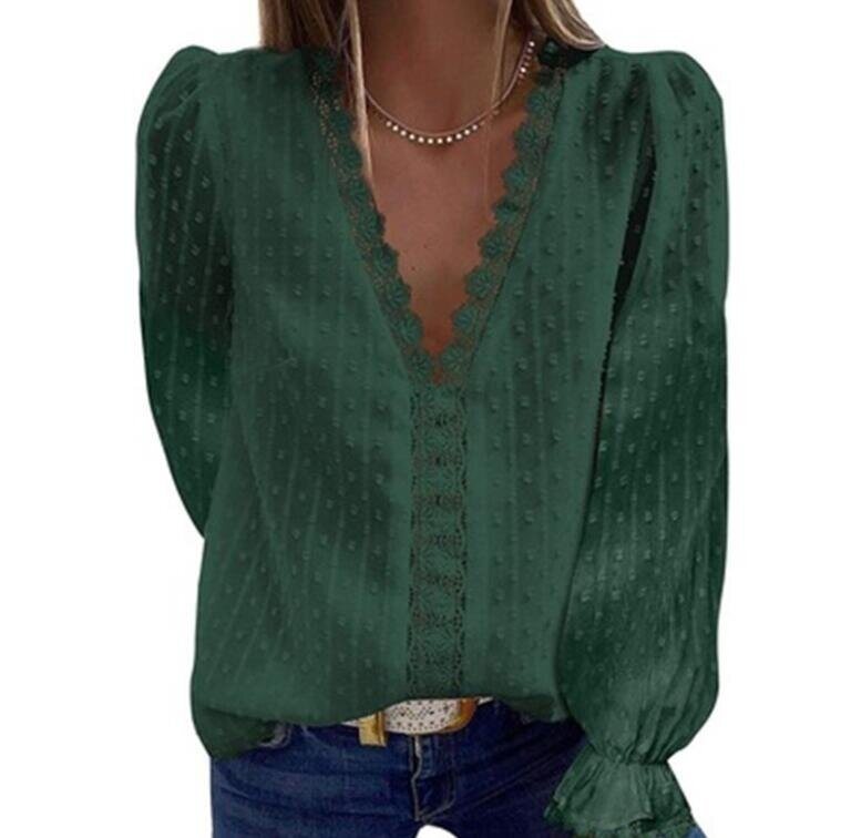 Chiffon Lace Crochet Shirt Blouses