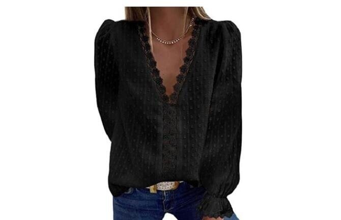 Chiffon Lace Crochet Shirt Blouses