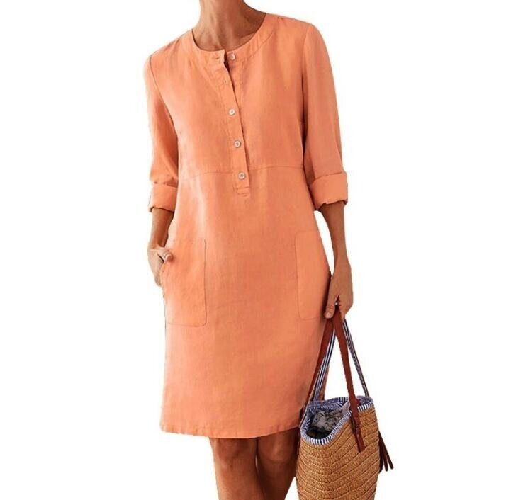 Linen Button Down Shirt Dress