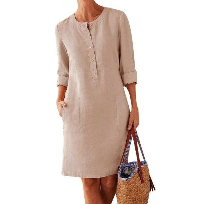 Linen Button Down Shirt Dress