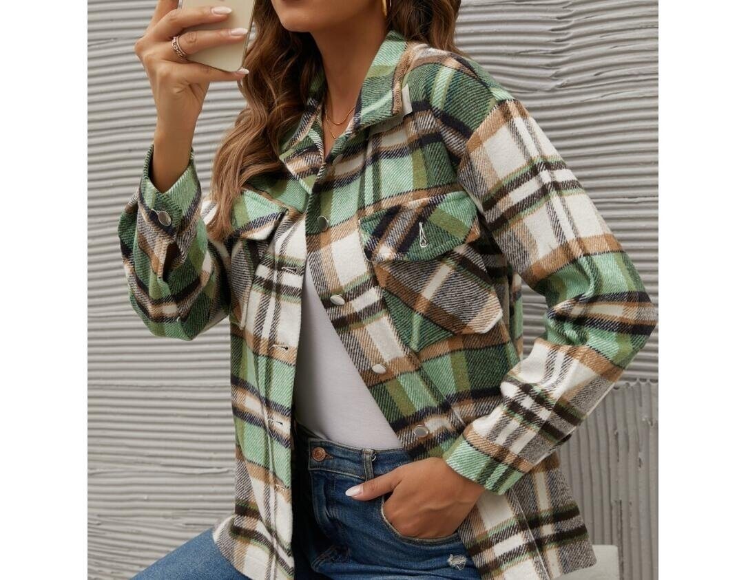 Flannel Plaid Casual Loose Classic Button Down Shirt