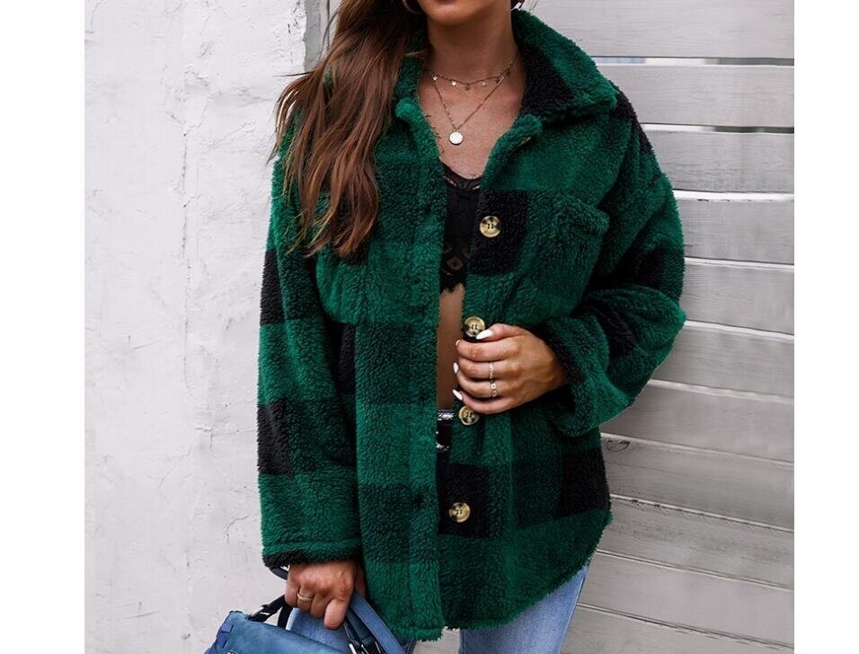 Flannel Plaid Sherpa Button Cardigan Sweater