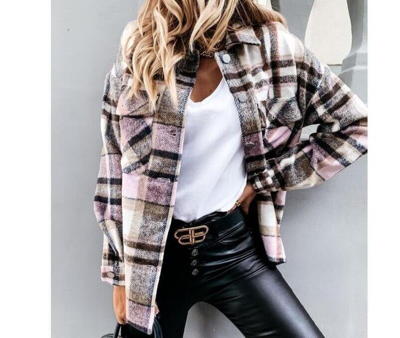 Flannel Plaid Casual Loose Classic Button Down Shirt