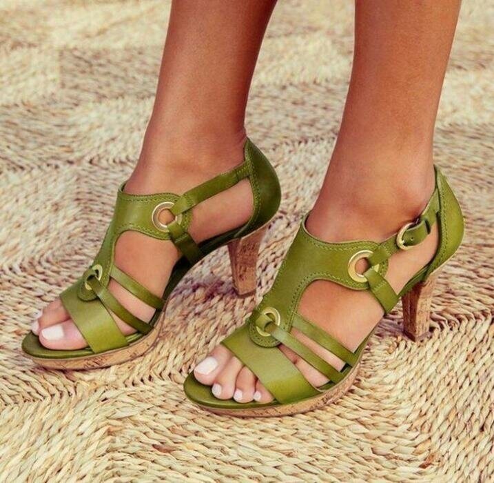 Roman Round Toe High Heel Sandals