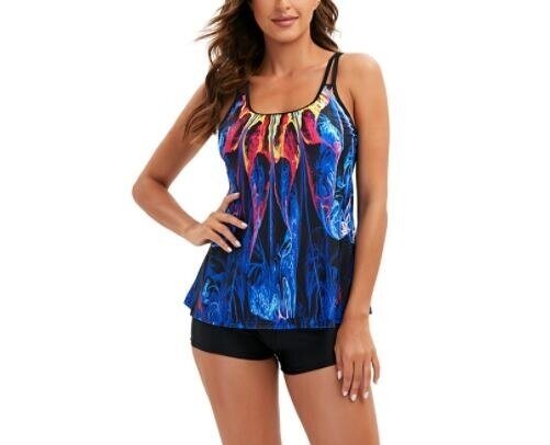 Tummy Control Swimdress Tankini Swimsuit with Boyshort