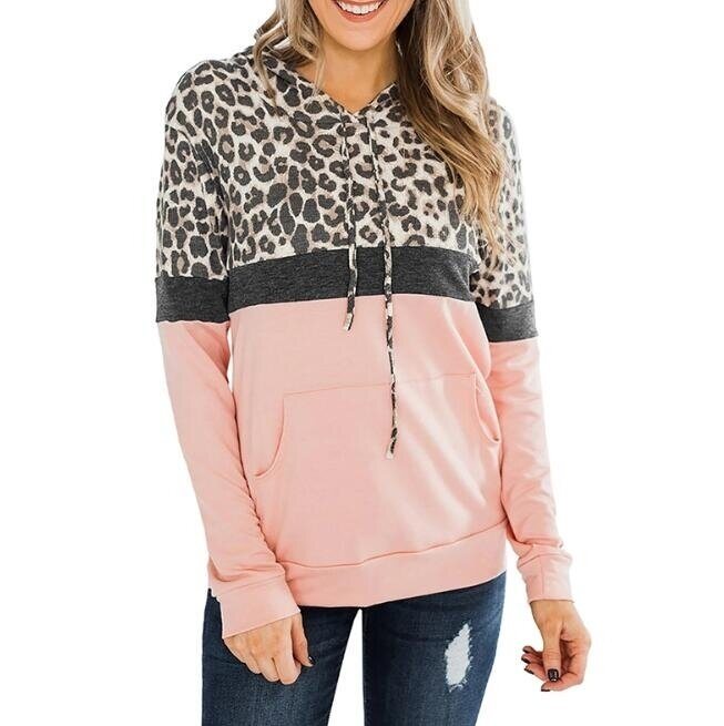 Leopard Print Hooded Pullover Sweater