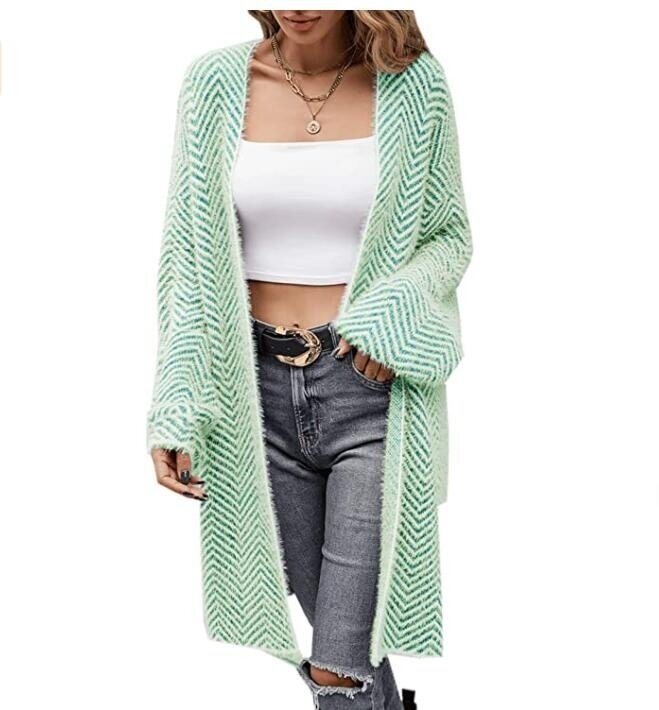 Open Front Fleece Knitted Sweater