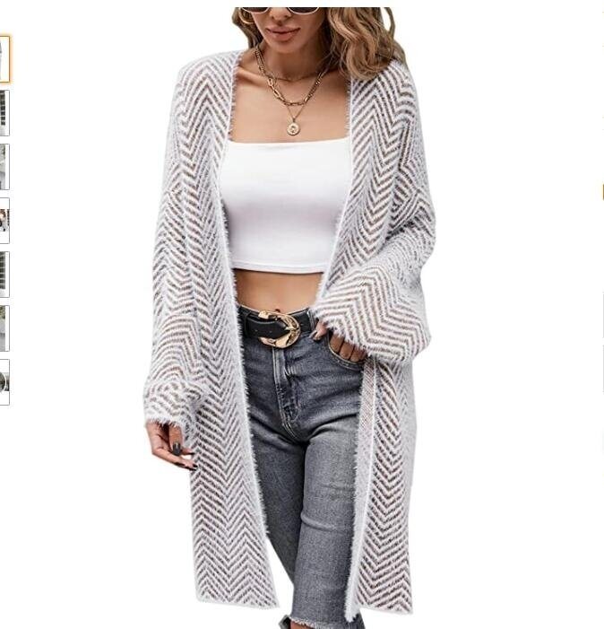 Open Front Fleece Knitted Sweater