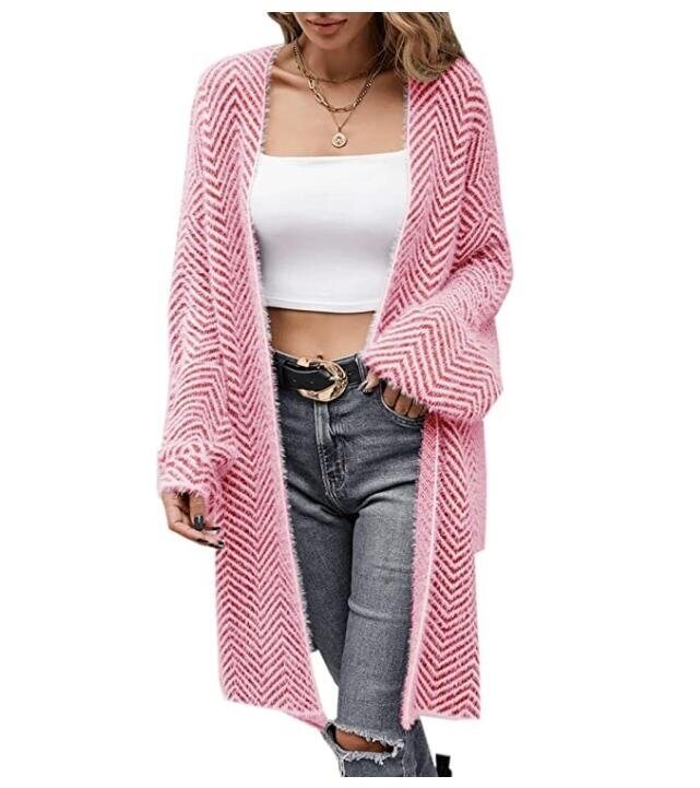 Open Front Fleece Knitted Sweater