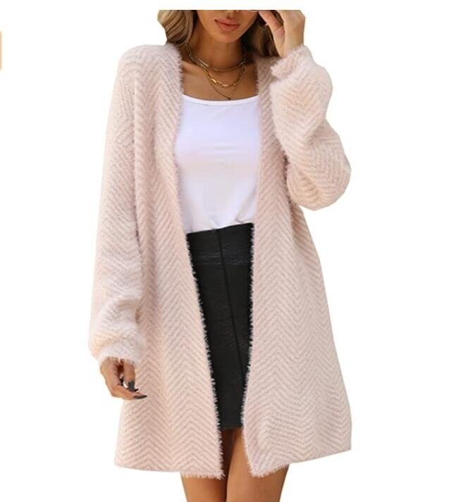 Open Front Fleece Knitted Sweater