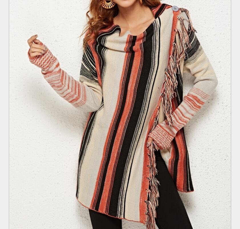 Fringed irregular Button Knitted Sweater Cardigan