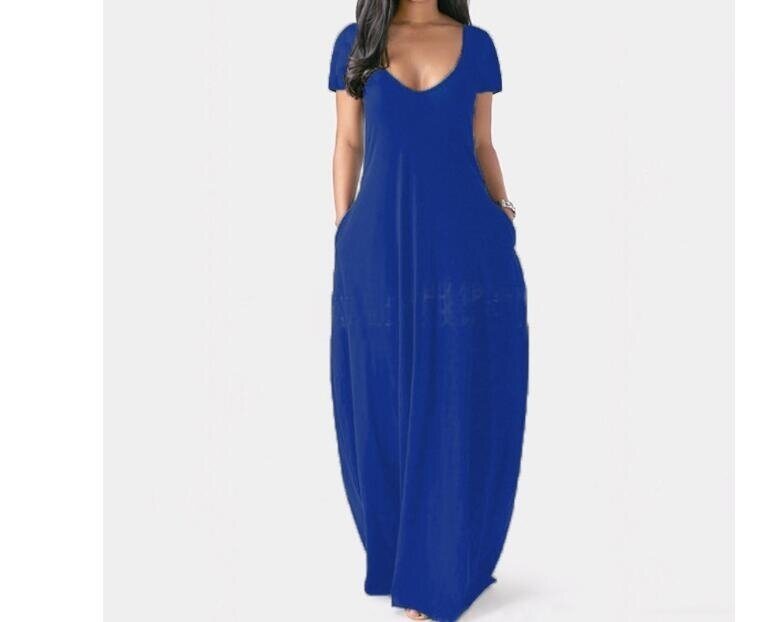 V-neck Short sleeve Maxi dress with pocket