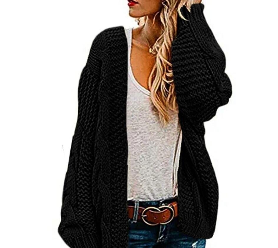 Open Front Knit Cardigan Sweaters Loose Outwear