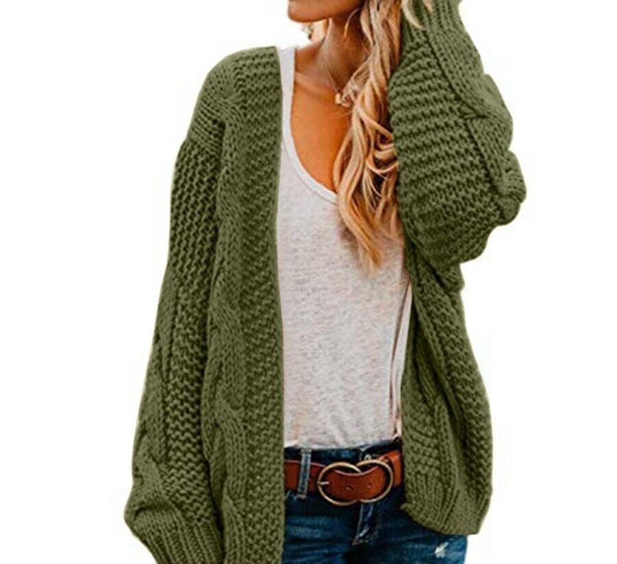 Open Front Knit Cardigan Sweaters Loose Outwear