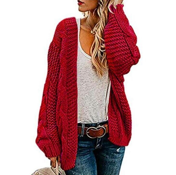 Open Front Knit Cardigan Sweaters Loose Outwear