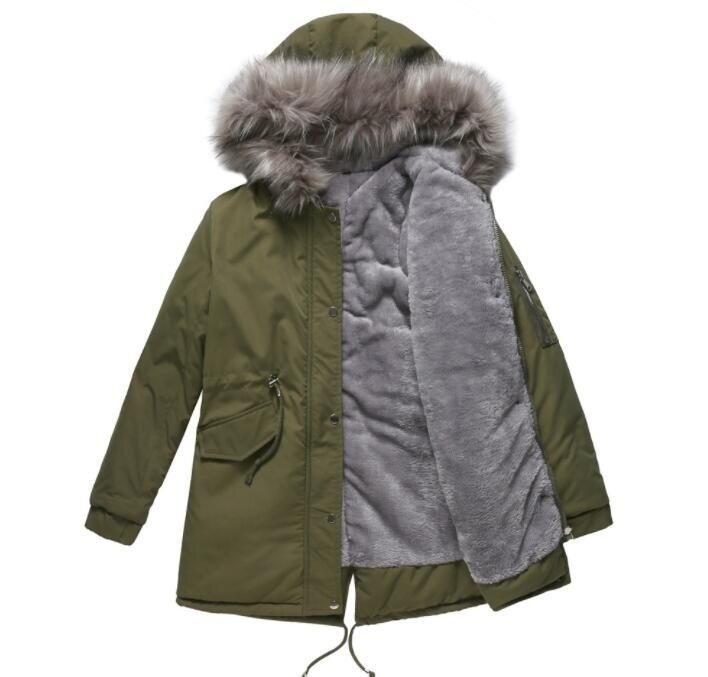 Drawstring Hooded Fleece Outdoor Cotton Coat