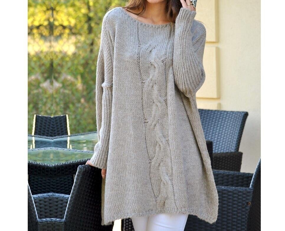 Round Neck Long Sleeve Split Knit Sweater