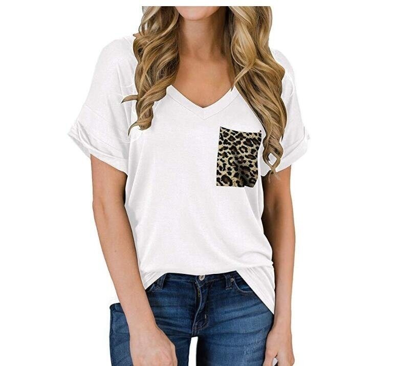 Short Sleeve V-Neck Shirts Loose Tee T-Shirt Basic Tops