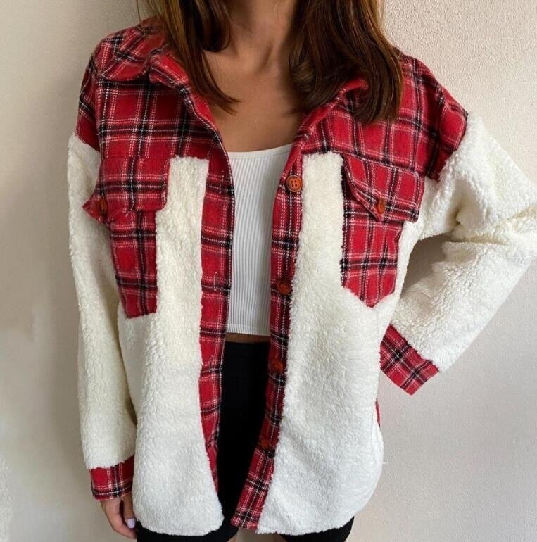 Leopard Sherpa Plaid Sweater Cardigan