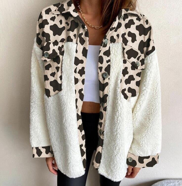 Leopard Sherpa Plaid Sweater Cardigan