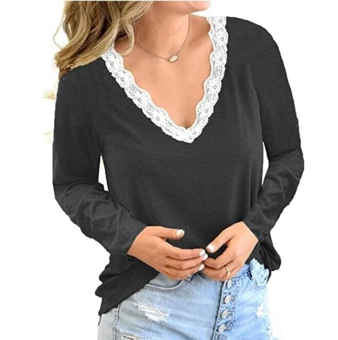 V-Neck Lace Tunic Tops