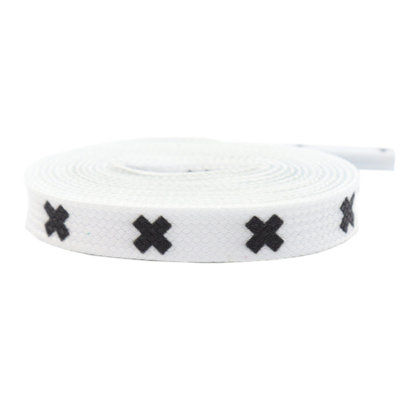 Weiou Manufacturer Black And White Customized Shoe Laces Polyester  Shoelaces Silicone logo printing Flat shoelaces