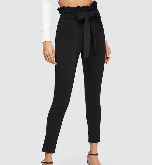 Women's Pants Casual Loose High Waist Long Pencil Pants with Bow Tie Belt