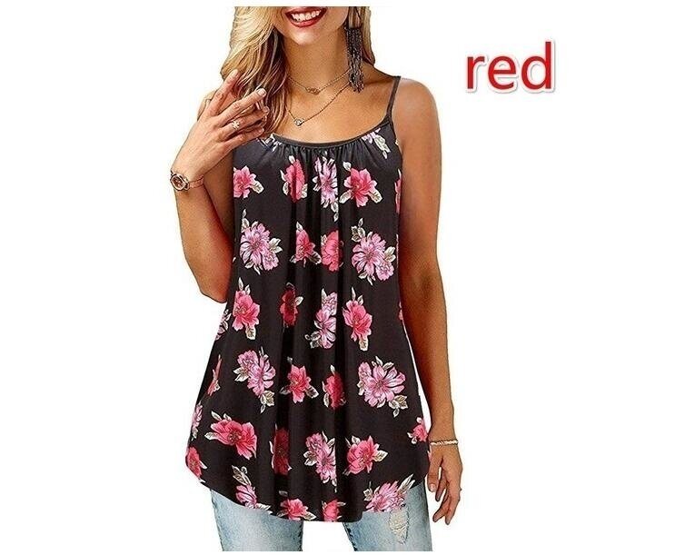 Women's Spaghetti Strap Sleeveless Halter Floral Flowy Tank Tops Cami Shirt