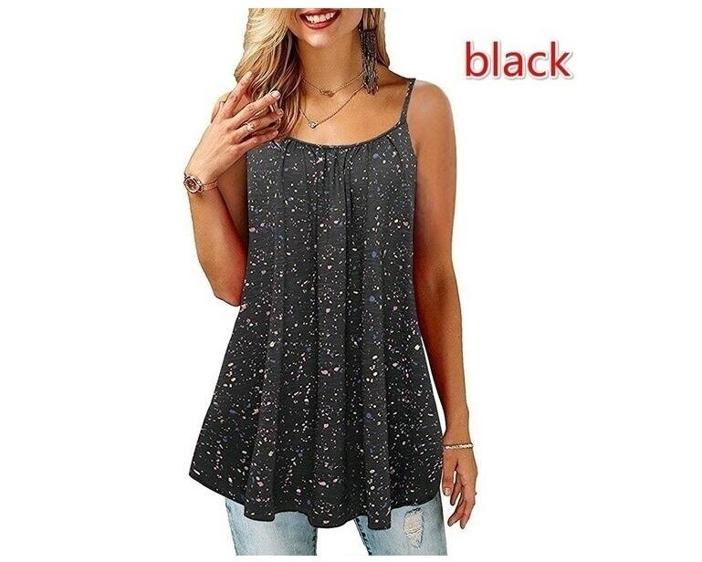 Women's Spaghetti Strap Sleeveless Halter Floral Flowy Tank Tops Cami Shirt