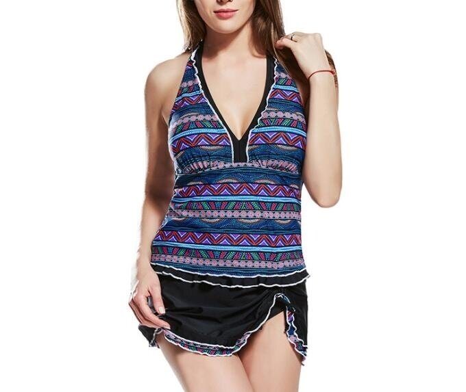 Vintage Print Tankini Swimsuit Bathing Suit