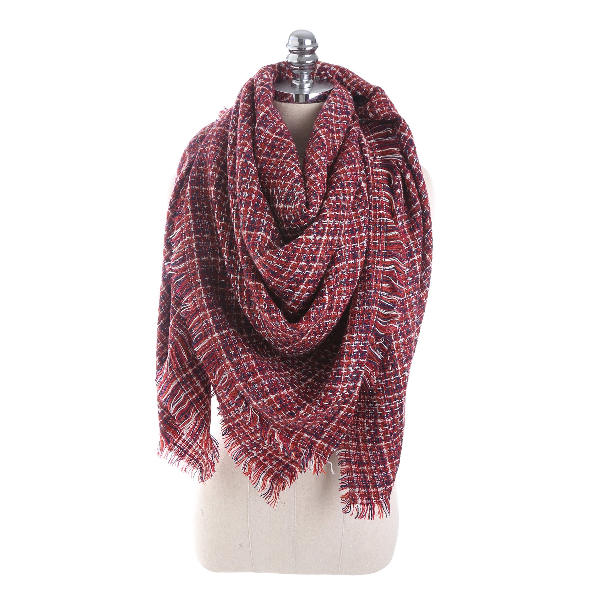 Autumn and winter warm shawl foreign trade solid color woven printing imitation cashmere square scarf thickened