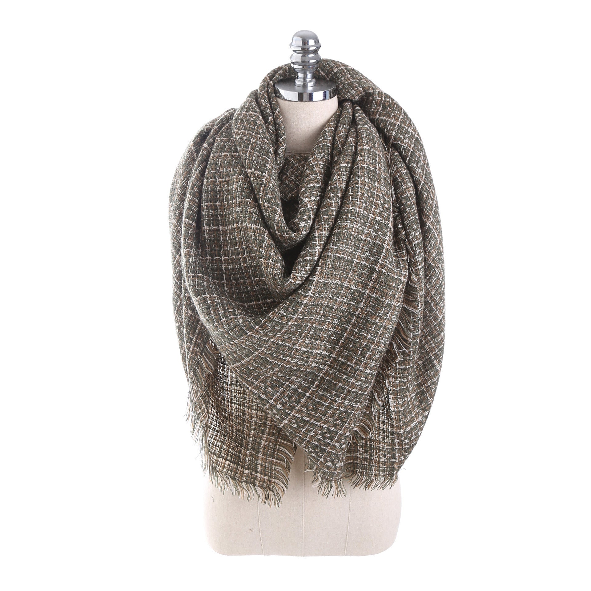 Autumn and winter warm shawl foreign trade solid color woven printing imitation cashmere square scarf thickened