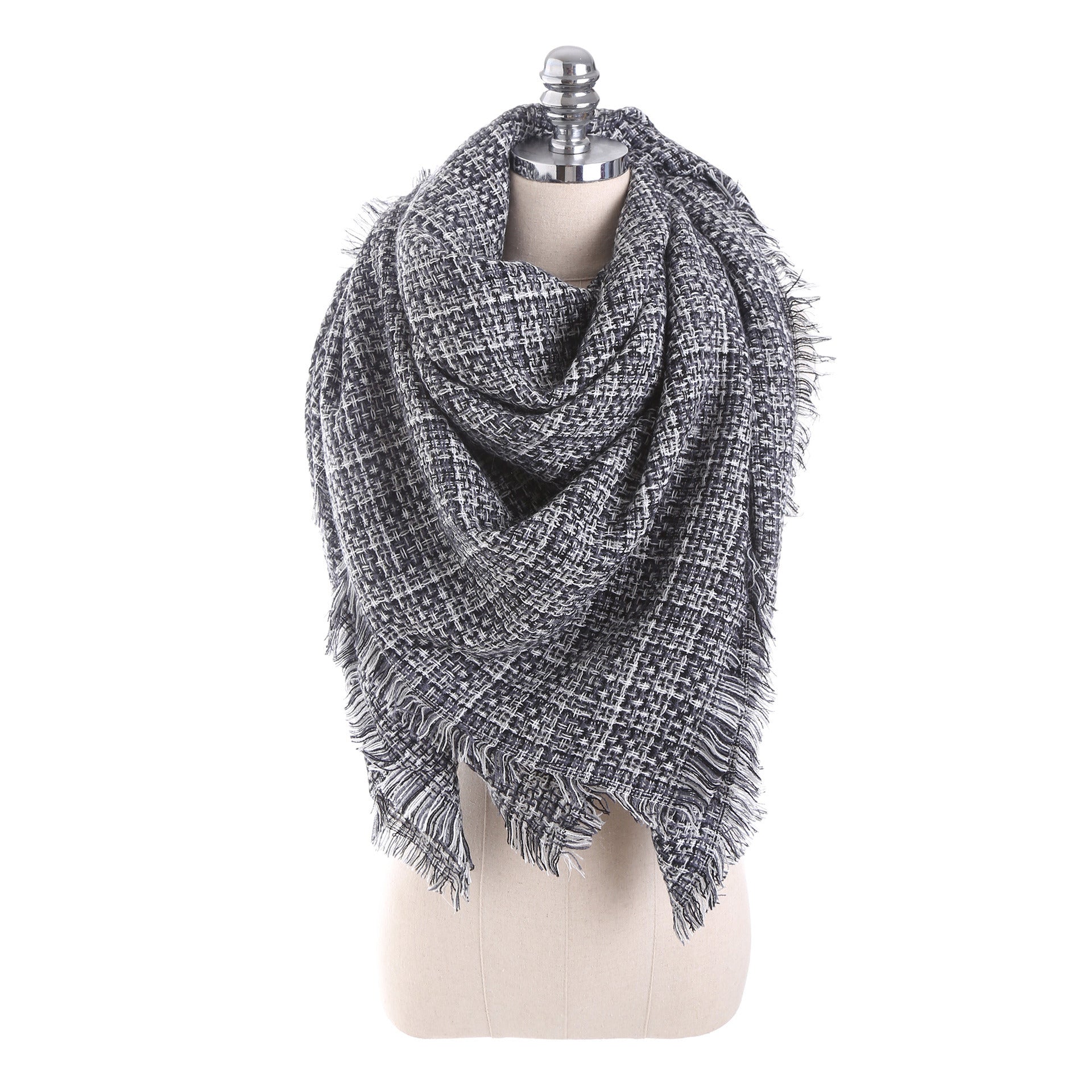 Autumn and winter warm shawl foreign trade solid color woven printing imitation cashmere square scarf thickened