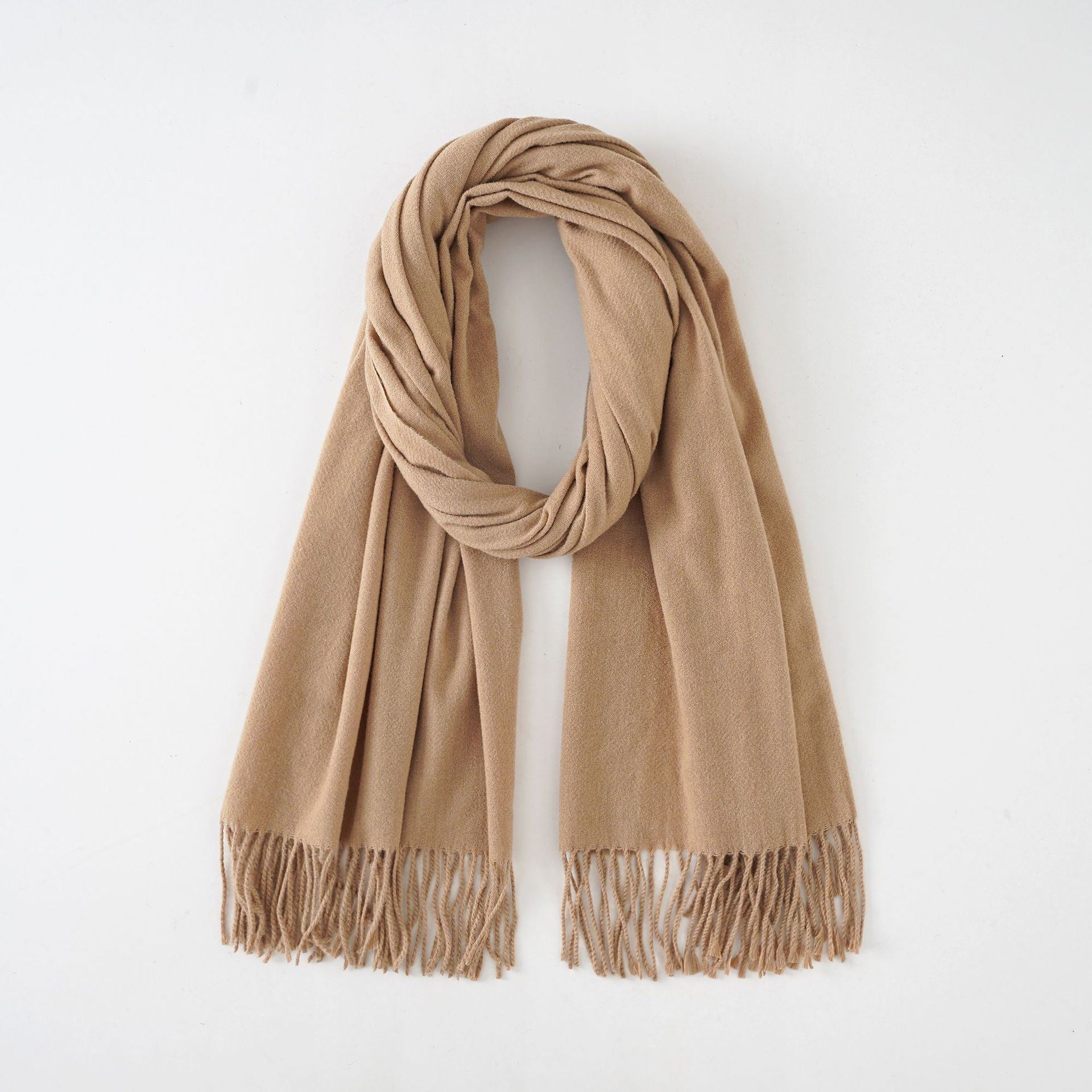 New scarf waxy solid color imitation cashmere scarf women's tassel scarf fashion warm monochrome simple